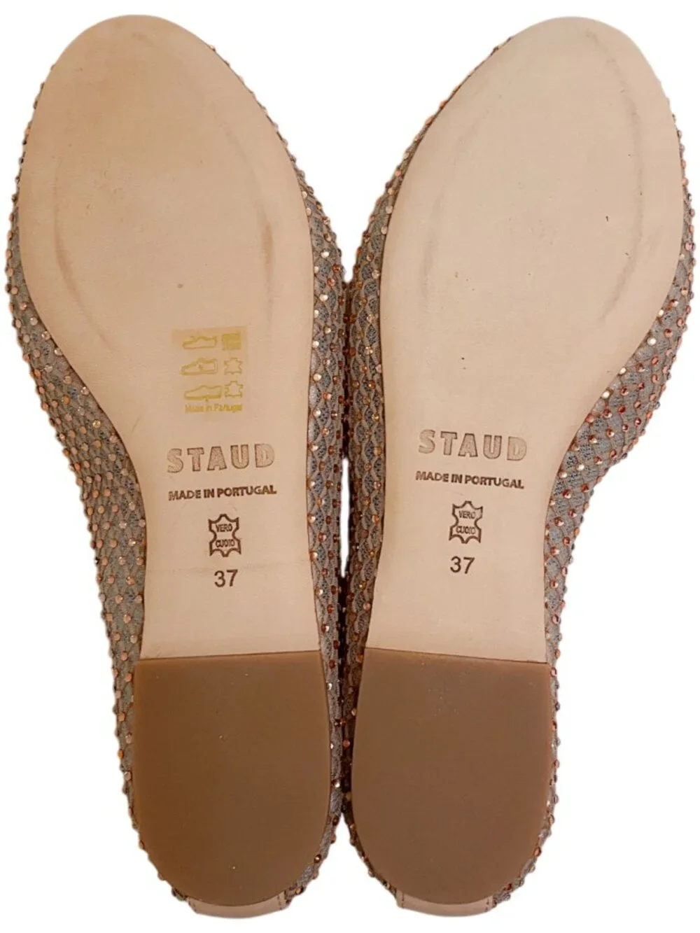 Staud Champagne Mesh Alba Ballet Flats with Crystals - Picture 7 of 9